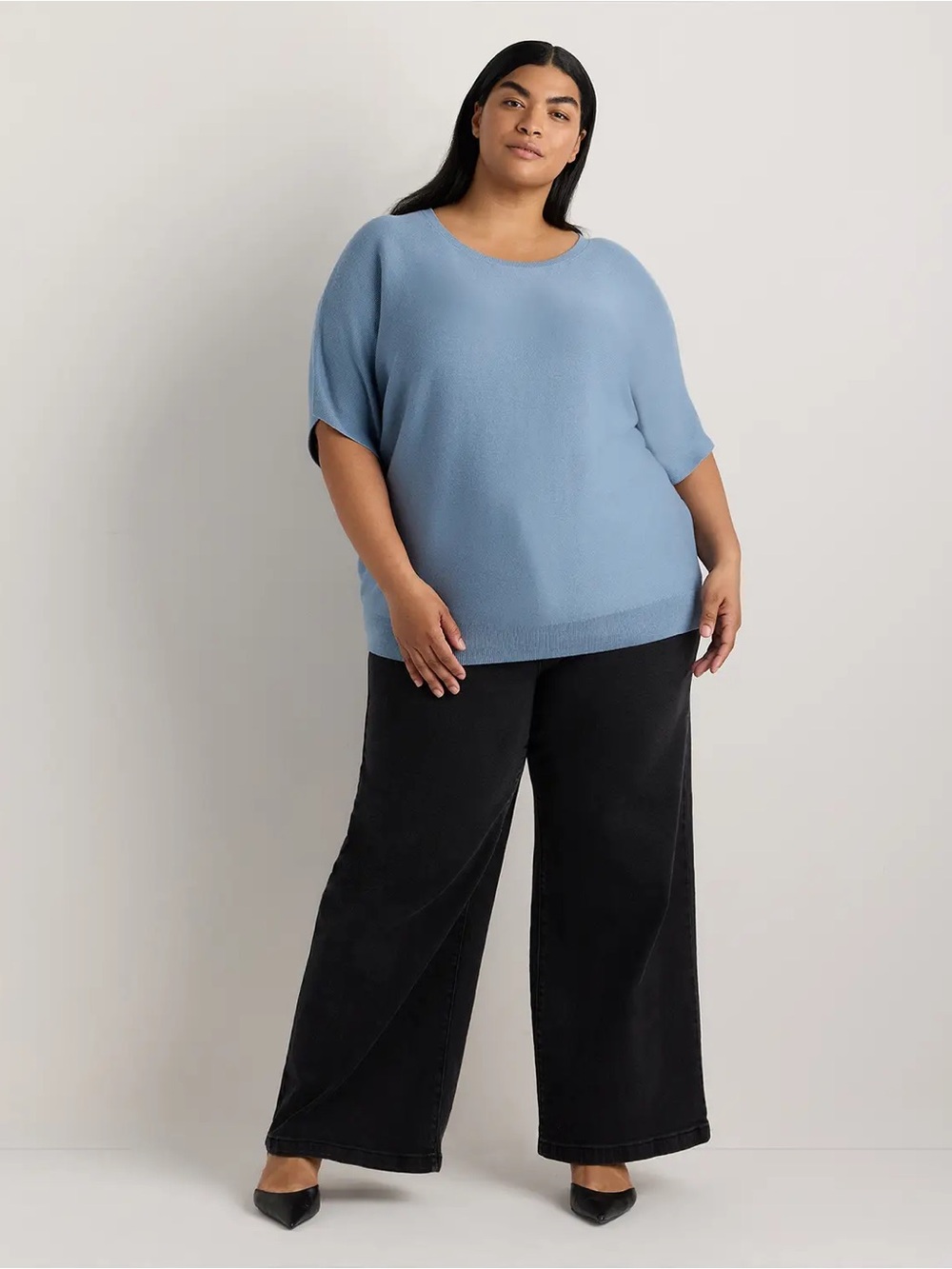 Quince Lightweight Cotton Cashmere Link-Stitch Dolman Sweater
